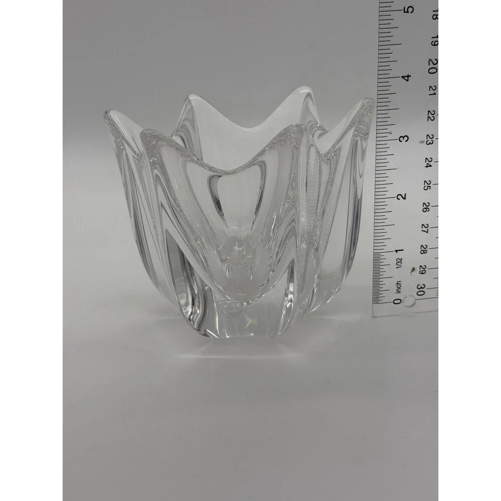 Orrefors Art Crystal Belle Tulip Vase Bowl Votive Candle Holder Johannson 4”